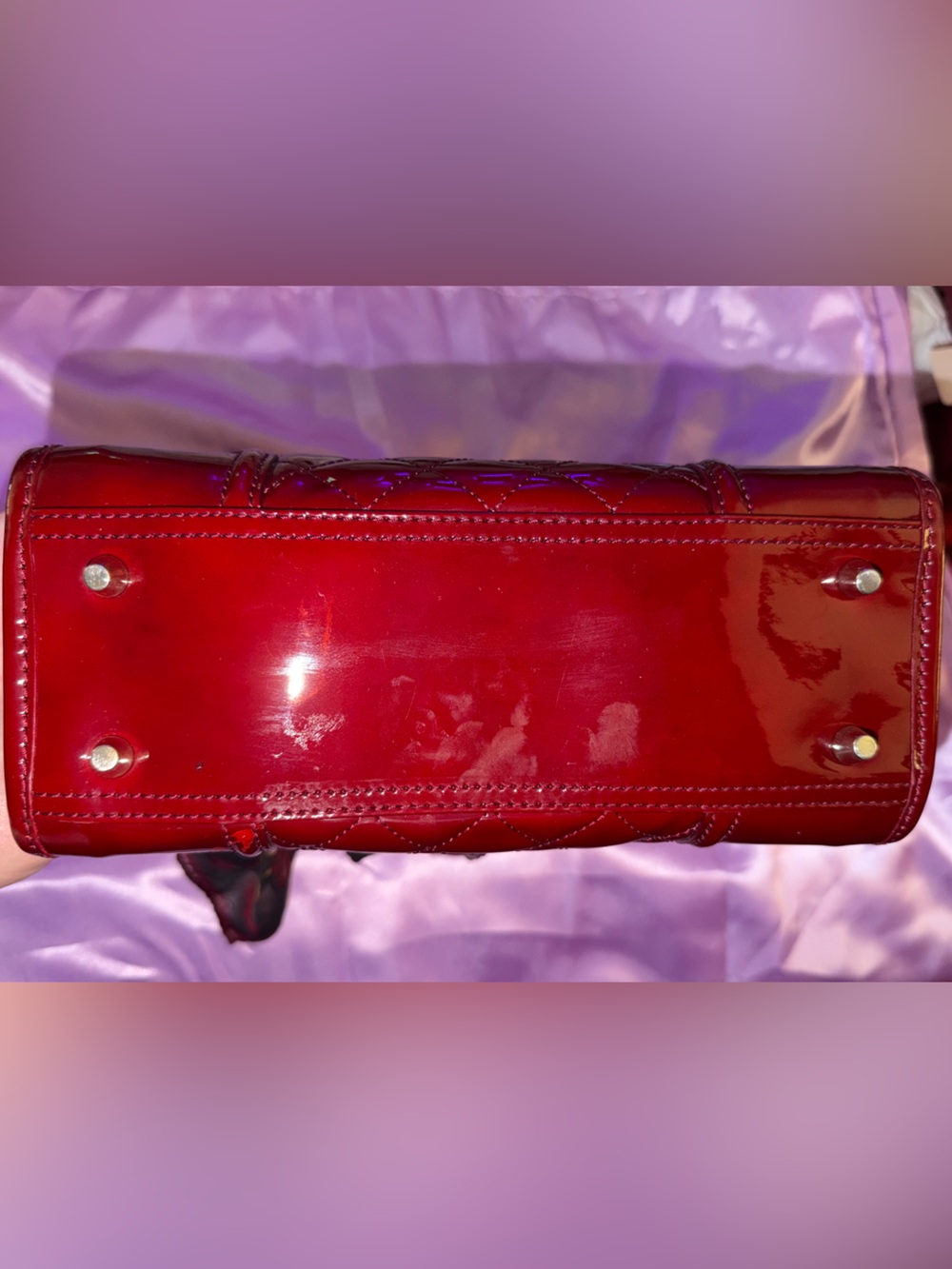 Burberry Vintage Red Quilted Patent Leather Manor Bag EUC - Picture 12 of 16